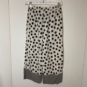 Anthropologie Eloise Womens Wide Leg Lounge Pants Polka Silver Hardware Drawstri